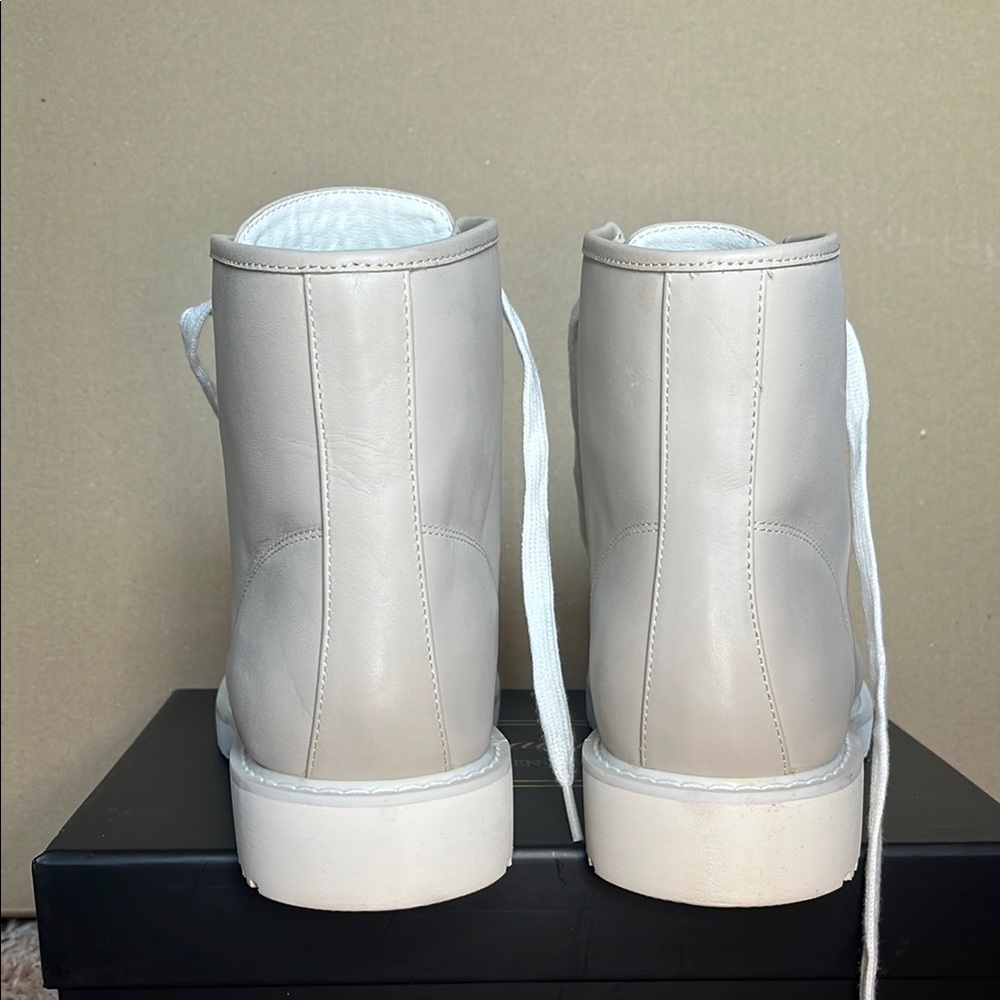 New Shellys London Groellan leather women's combat boots in beige - Picture 3 of 3